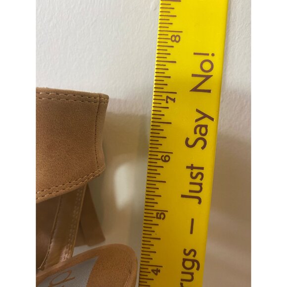 Dolce Vita Peep-Toe Cutout Tan Sandals Stacked Heel Side Zipper Shoes Size 6.5 - Picture 11 of 11
